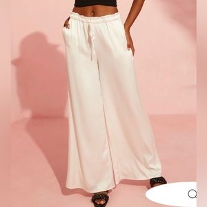 VICI Satin Drawstring Wide Leg Pants